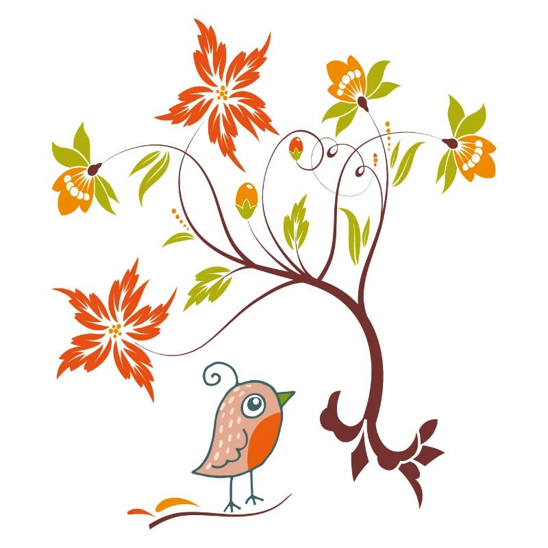 Vrille de fleur avec petit oiseau