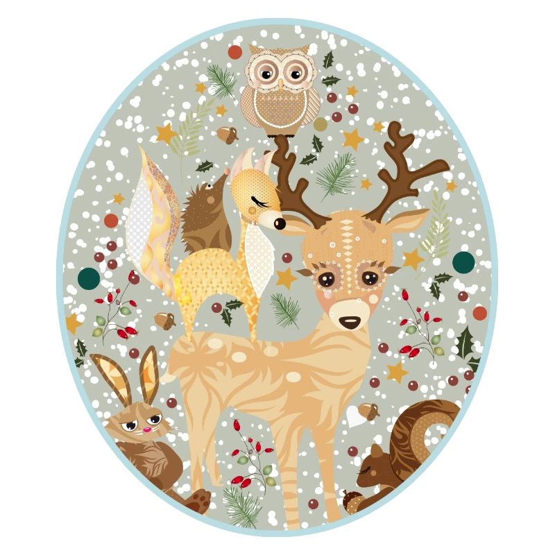 Mignons animaux de la forêt célébrant Noël ensemble