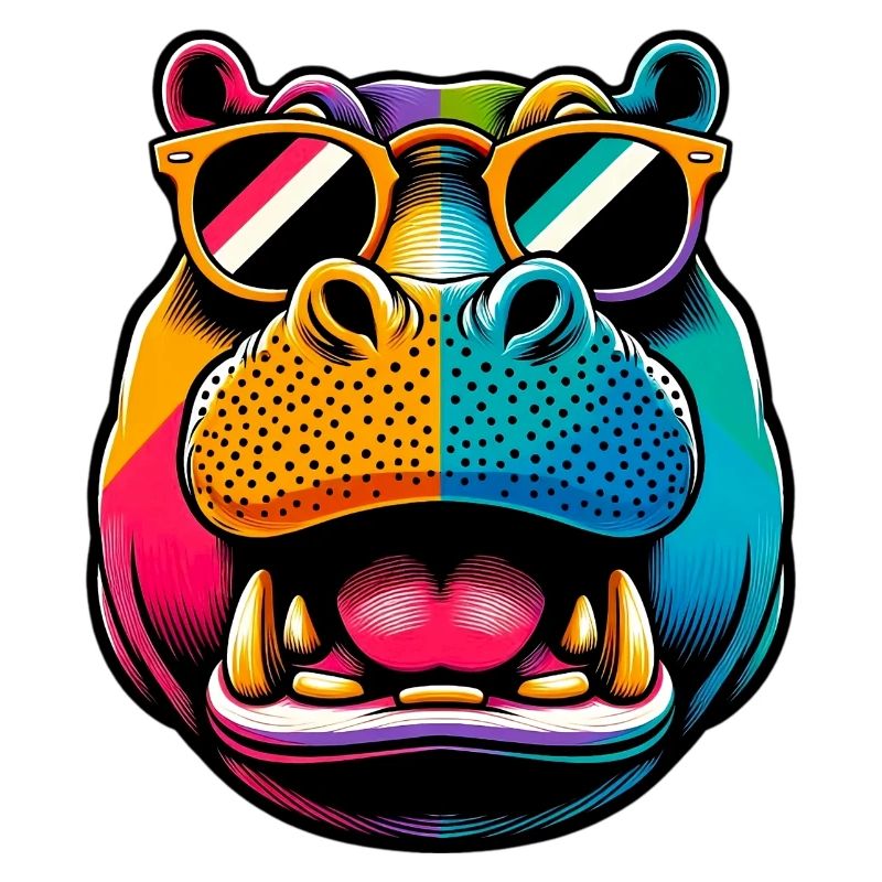 Hippopotame avec lunettes de soleil