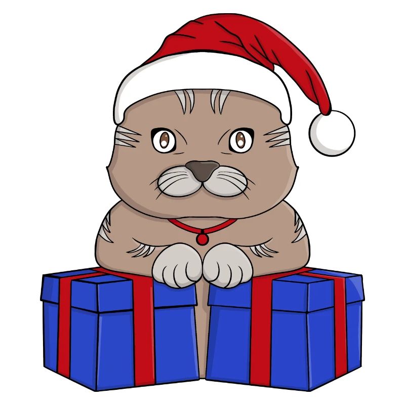 Mignon chat Père Noël