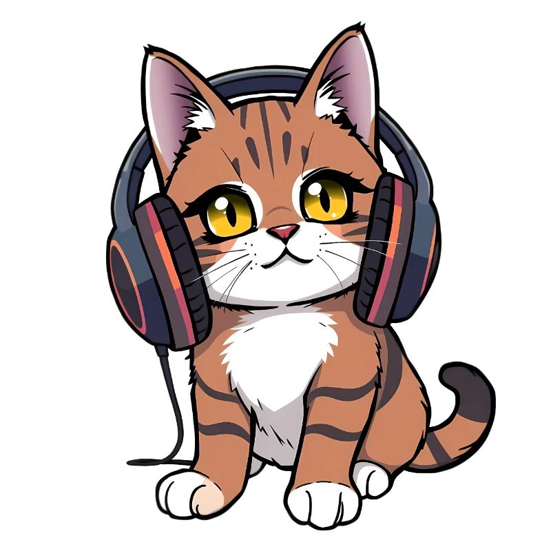 Katze mit Kopfhörer