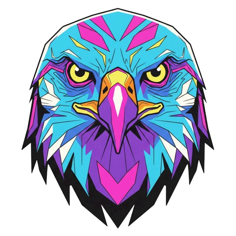 Geometric eagle in neon style