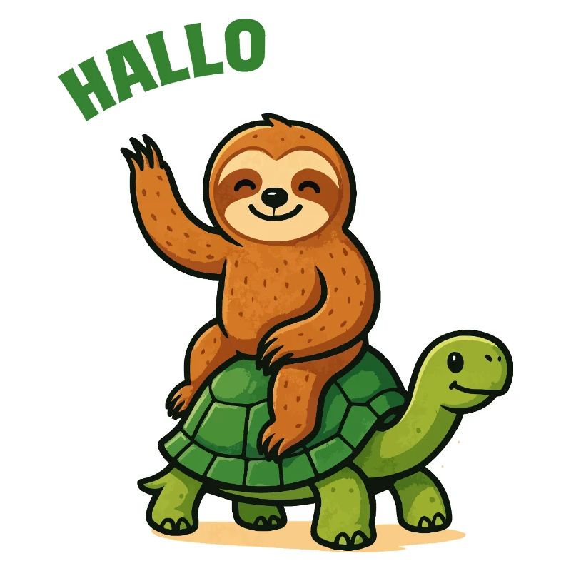 Hello sloth on turtle