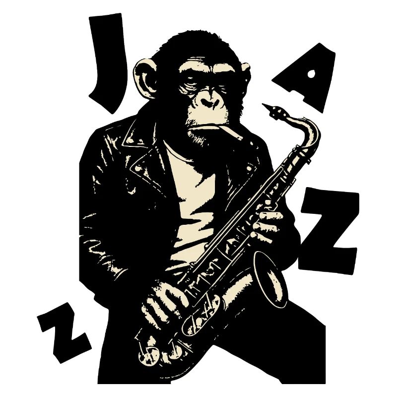 Saxophone Monkey in Leather Jacket