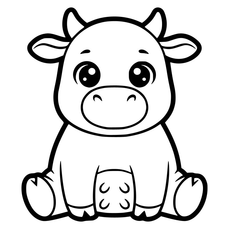 Cute Cow Calf Comic Coloring Vector