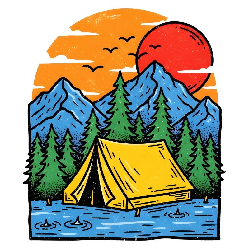Camping at the mountain lake Abendrot