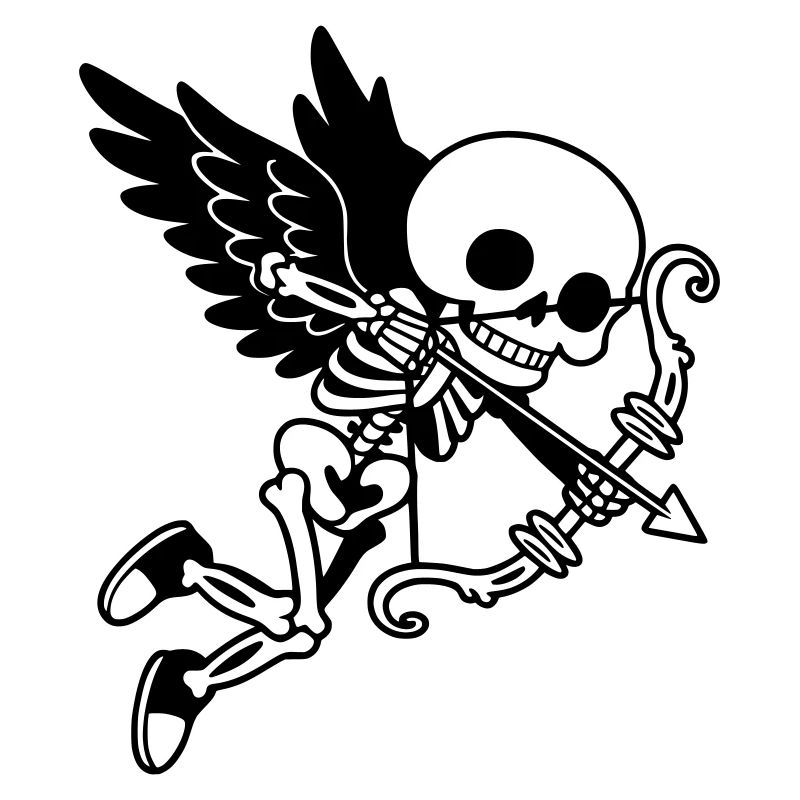 Cupidon Squelette aux ailes noires