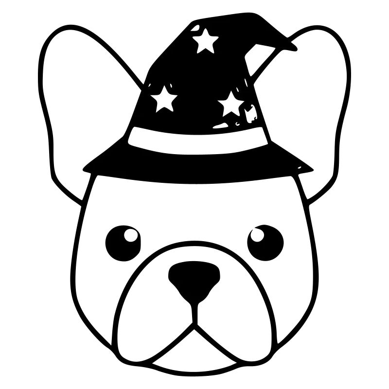 Frenchie Wizard Hat Outline