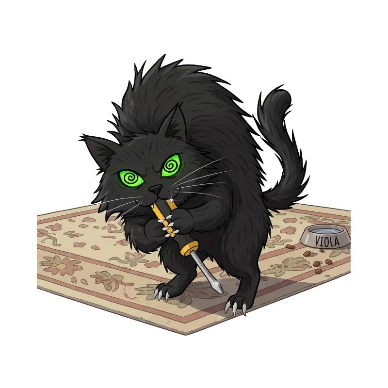 Aggro Katze auf Perser-Teppich