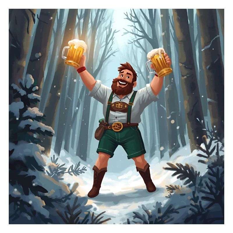 Bierheld im Winterwald