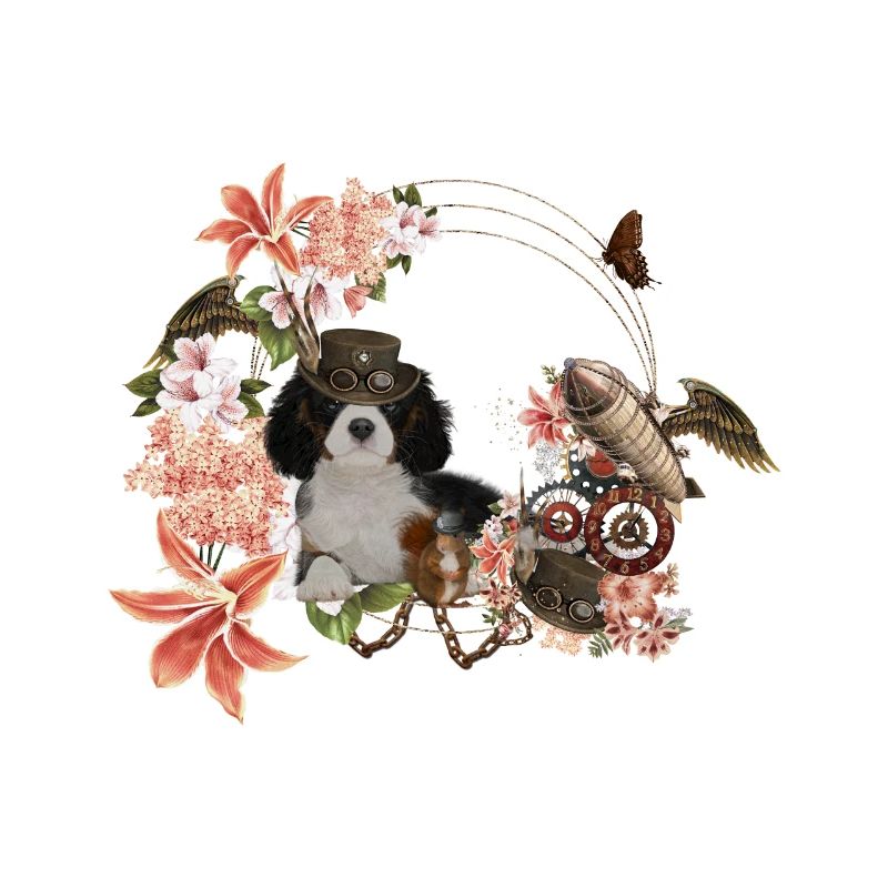 Steampunk, puppy and squirrel with hat