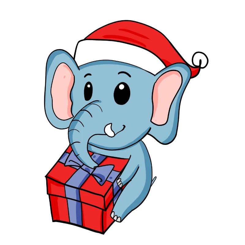 Weihnachten Elefant mit Geschenke