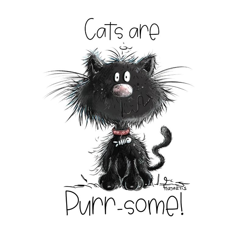 Droll chat noir avec des chats disant