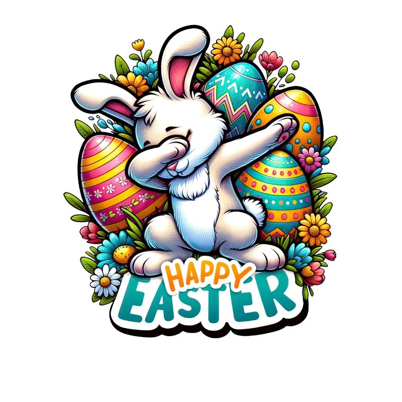 Joyeuses Pâques - Lapin de Pâques mignon avec pose de dab