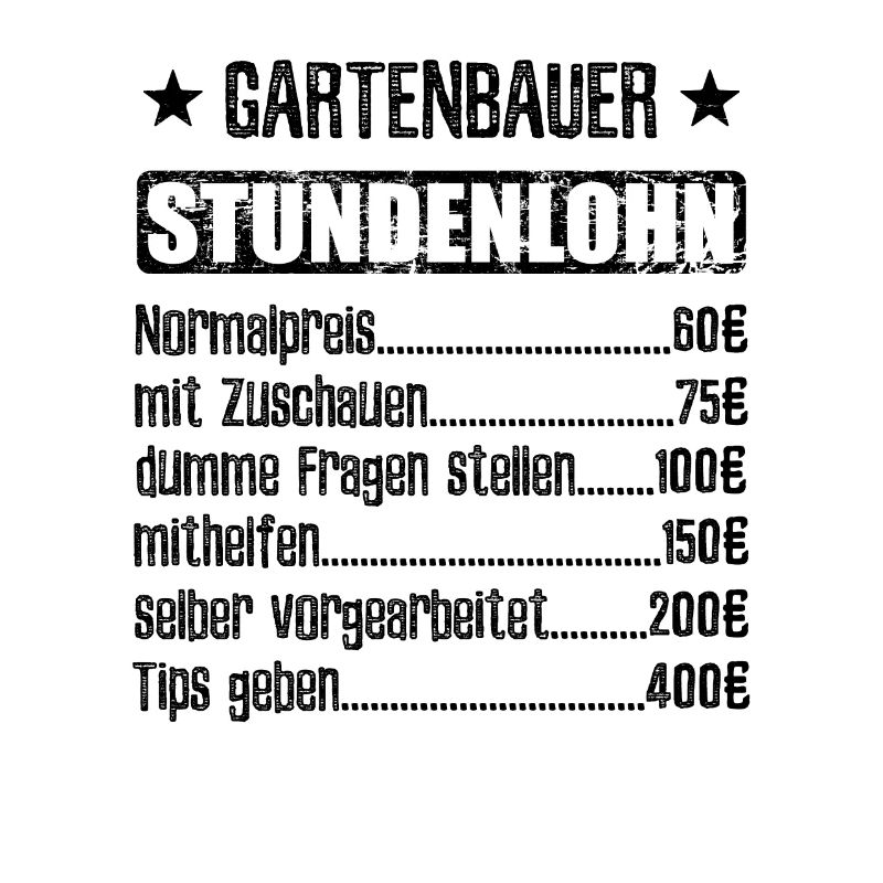 Stundenlohn Gartenbauer Beruf - Spruch
