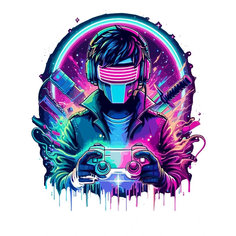 Neon Cyber Controller - Retro Gaming Power