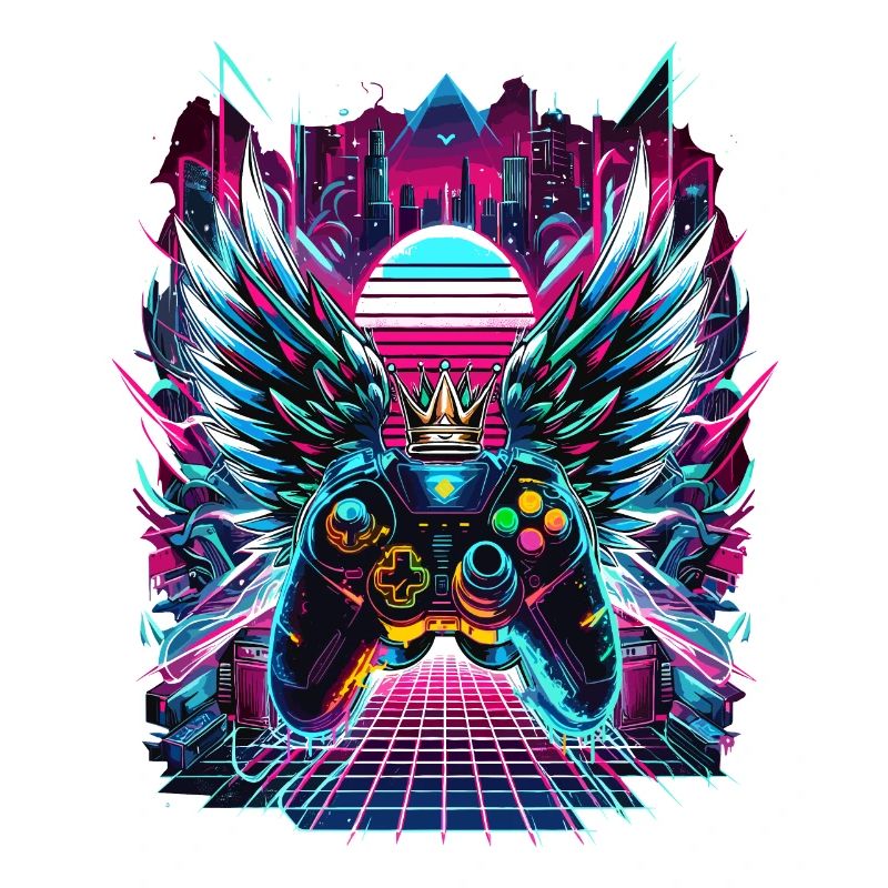 Synthwave Sunset Gamer Controller