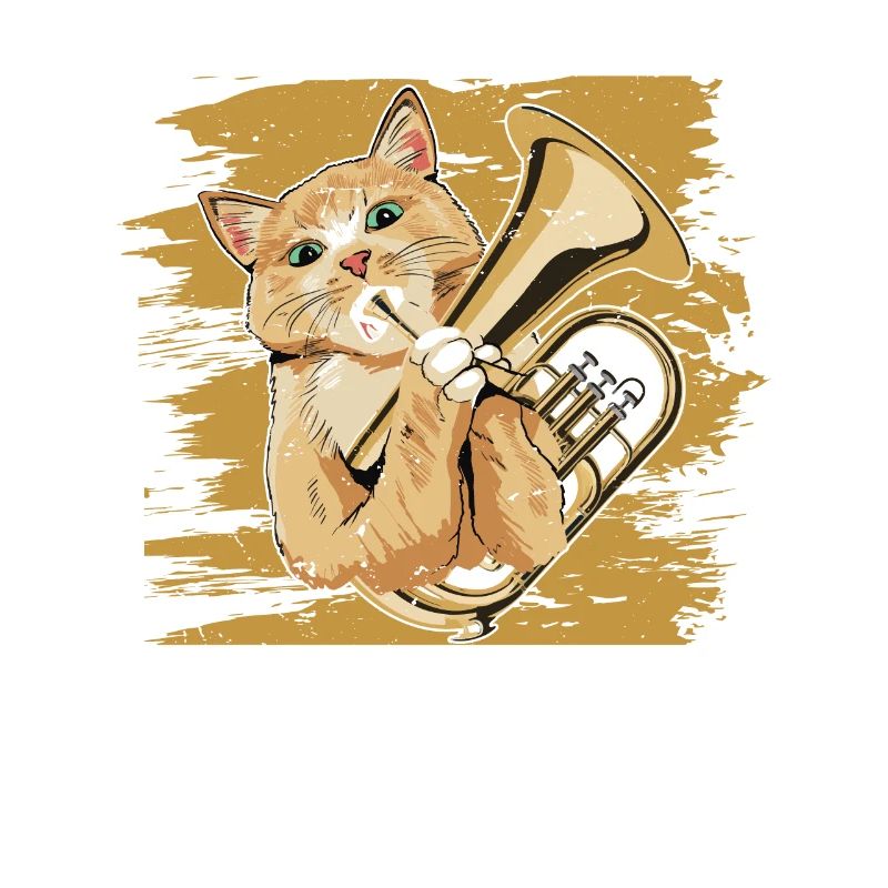 Euphonium jouant chat dans le style rétro