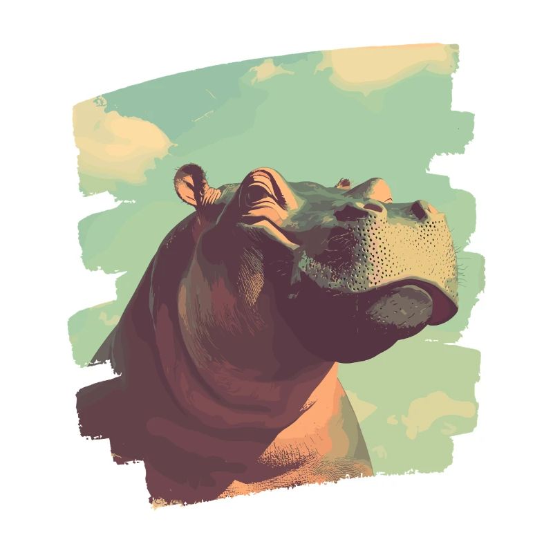 Nilpferd Retro