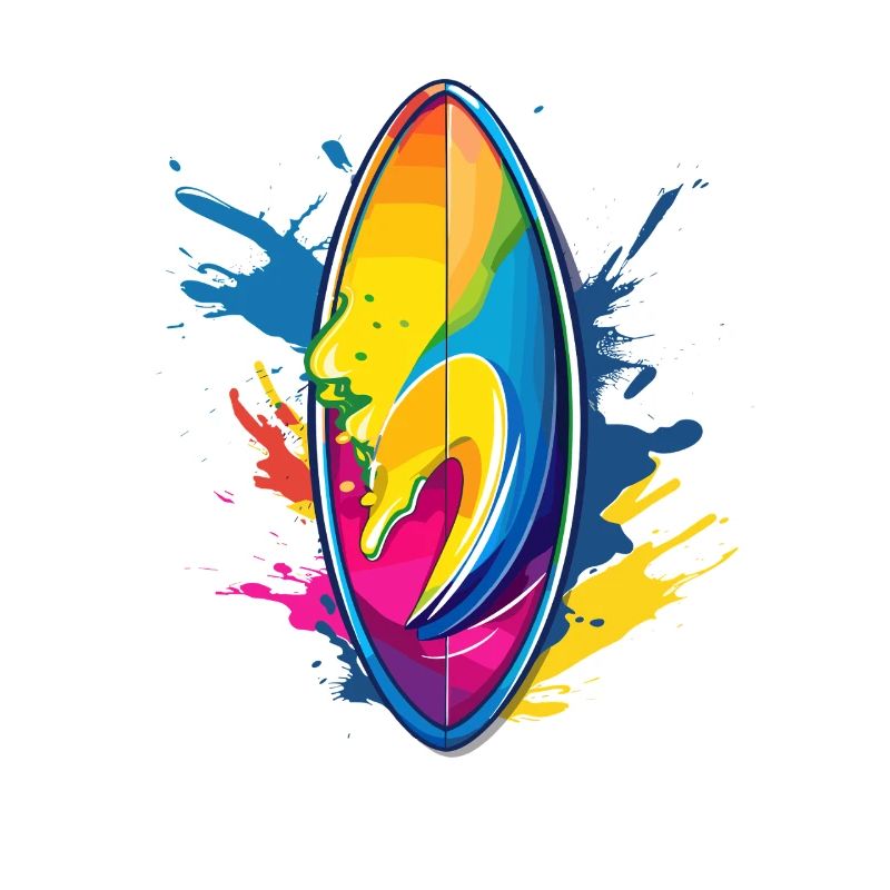 Planche de surf éclaboussures de couleur