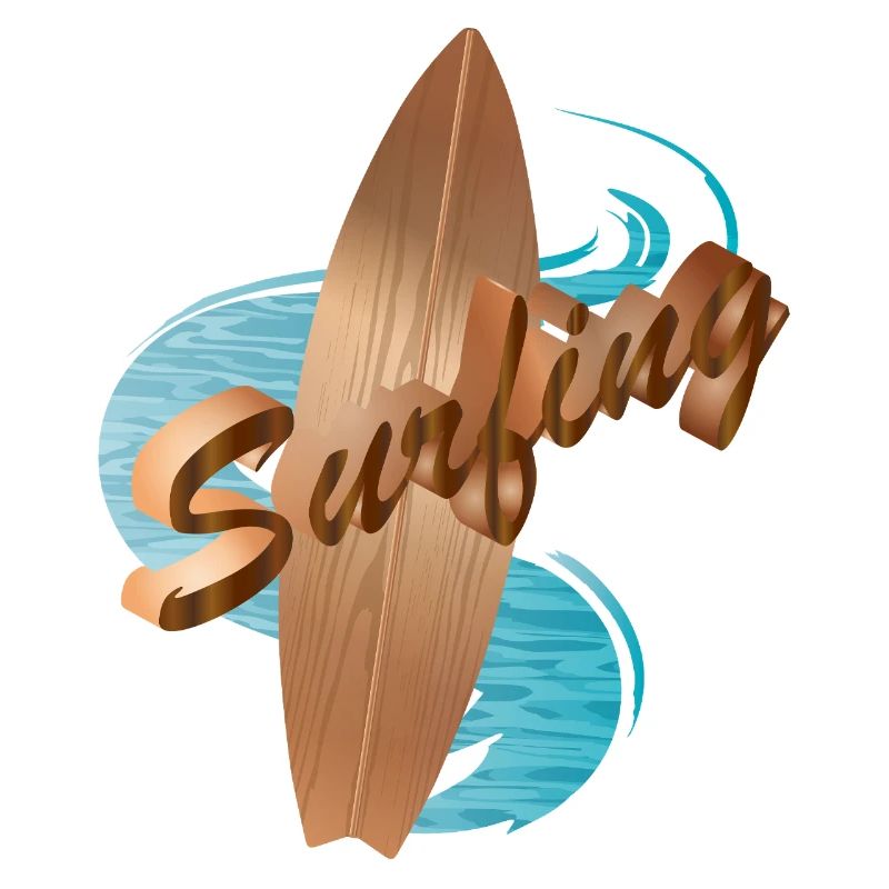 Planche de surf en bois design avec typographie de surf