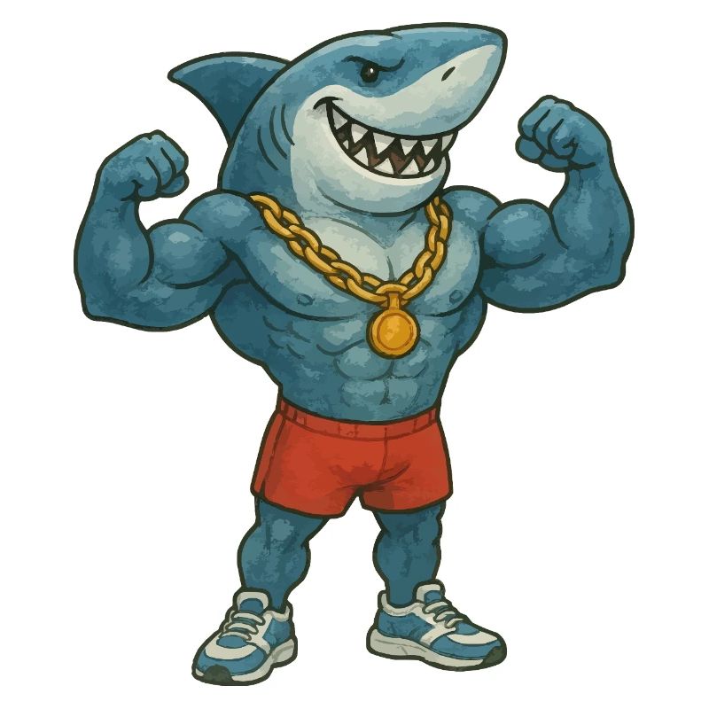requin-bande dessinée-bodybuilder