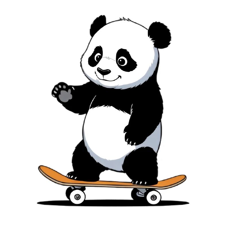 Cuddly Bear Panda on Skateboard