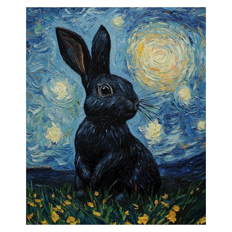 Bunny Van Gogh Style Starry Night