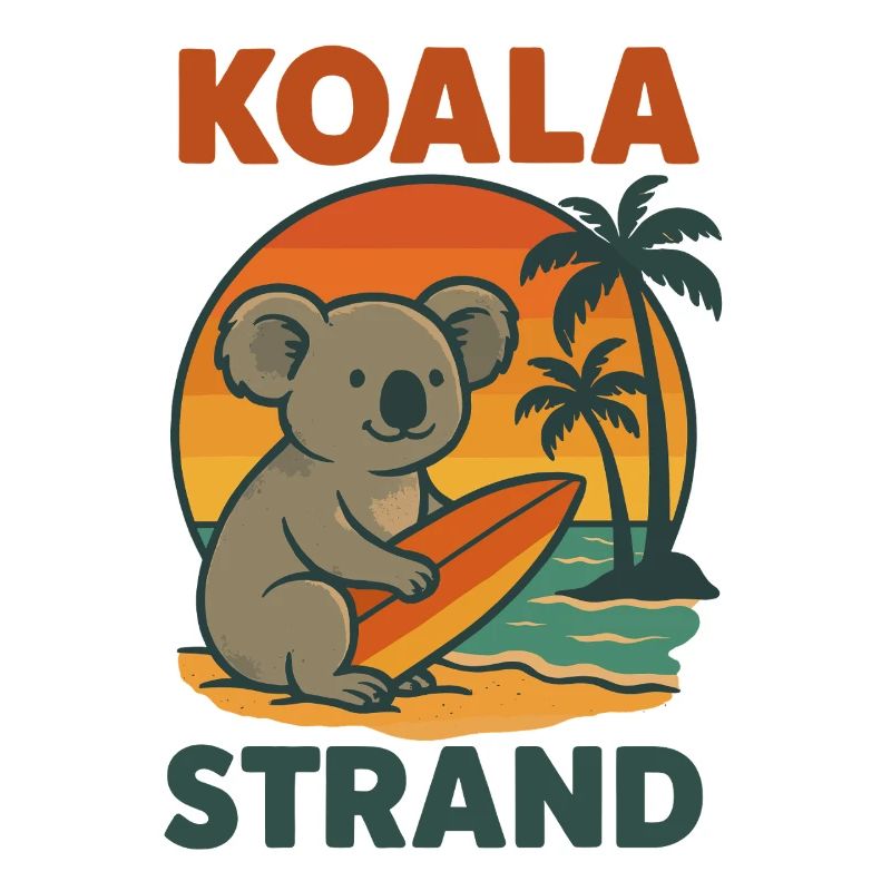 Koala Surfing Dimanche Vacances Plage Vacances Rétro