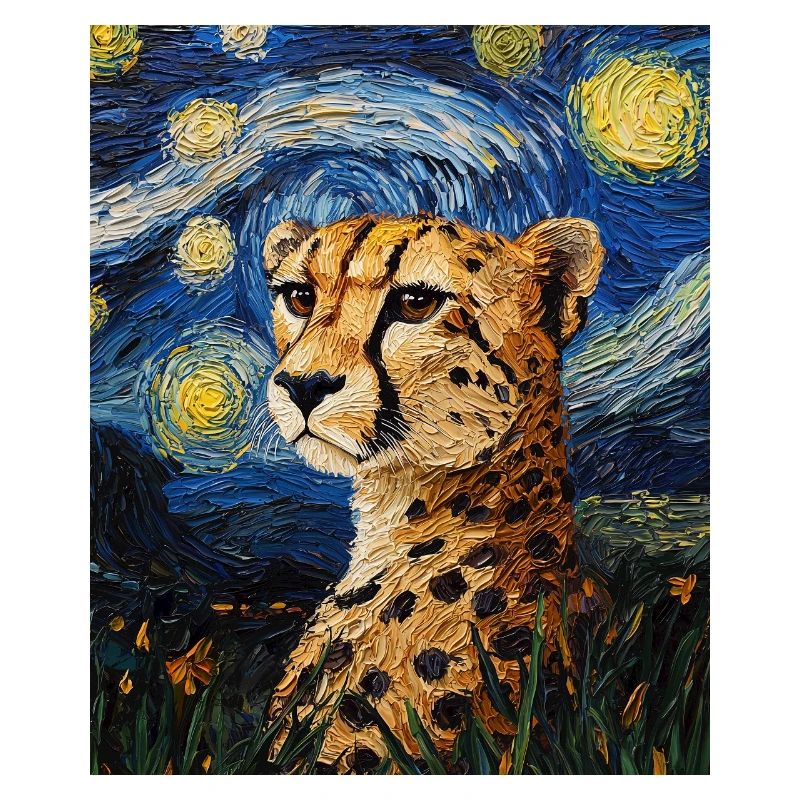 Gepard Leopard Van Gogh Style Starry 