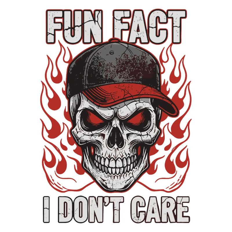 Skull with baseball cap and fire design
