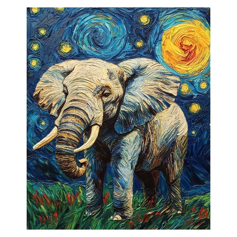 Elefant Van Gogh Style Starry Night