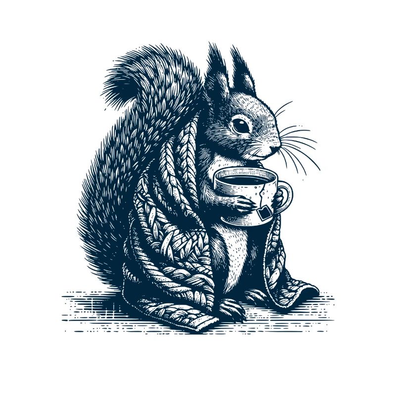 Squirrel with tea