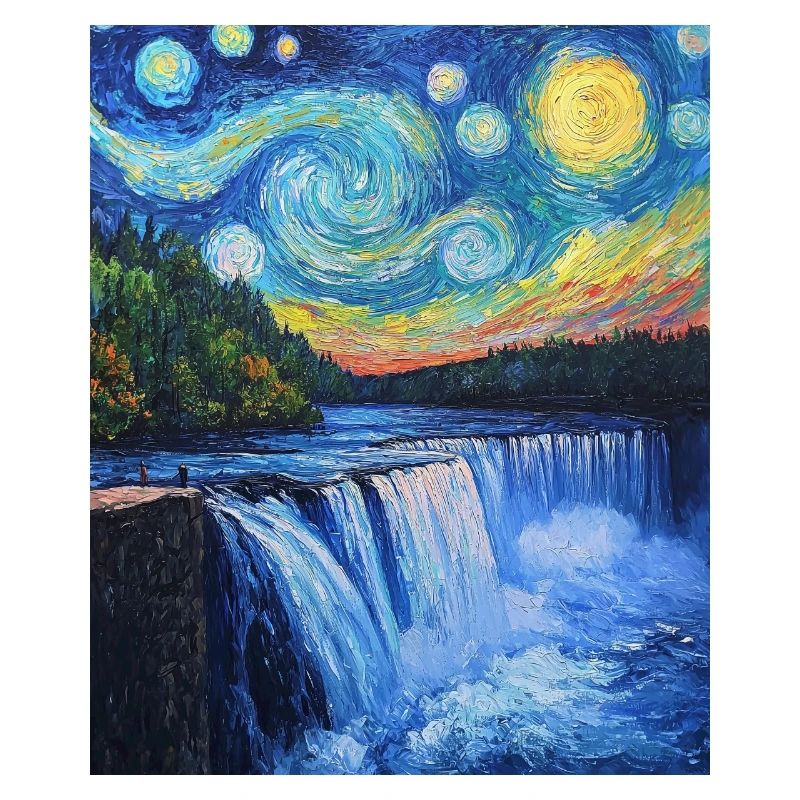 Niagara Falls Van Gogh Style Starry Night