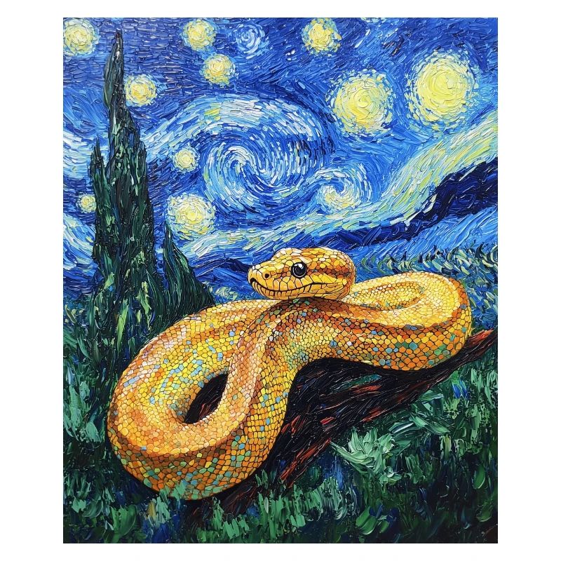 Serpent Python Style Van Gogh Nuit étoilée