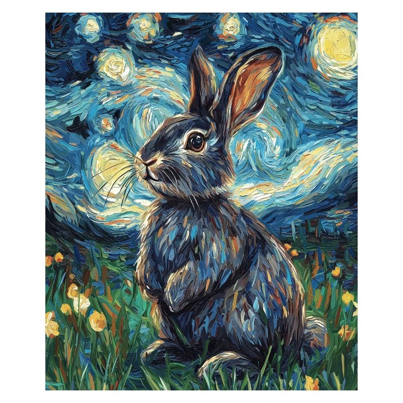 Bunny Rabbit Bunny Van Gogh Style Starry Night