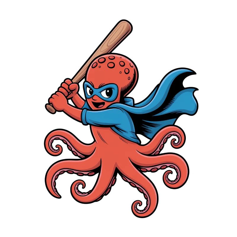 Baseball Octopus Superhero