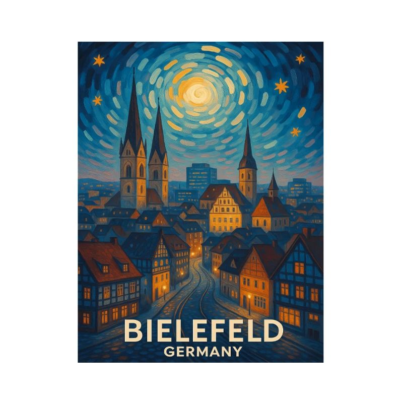 Bielefeld Night Panorama Skyline