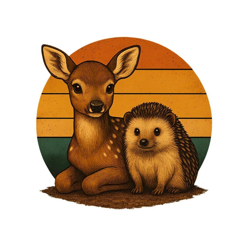 Hirsch Igel Retro Tierfreunde