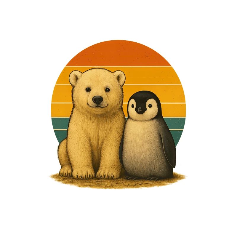 Eisbär Pinguin Retro Tierfreunde