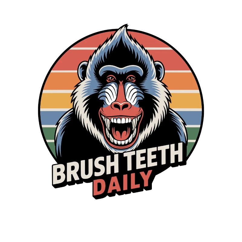 Daily Brushing Teeth Mandrill Monkey