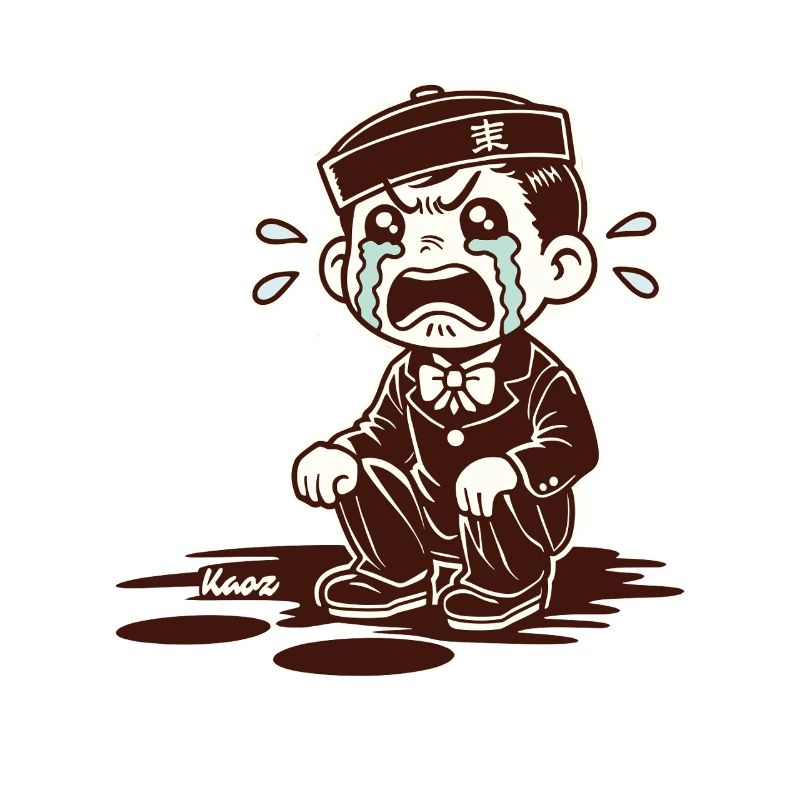 Tearful Uniform Boy Cartoon