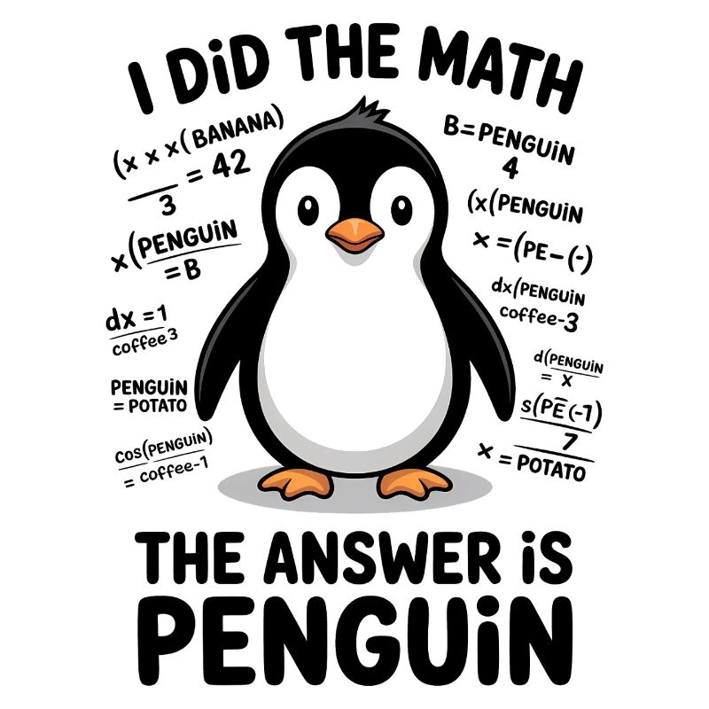 Math Sayings Penguin Funny Math Gift