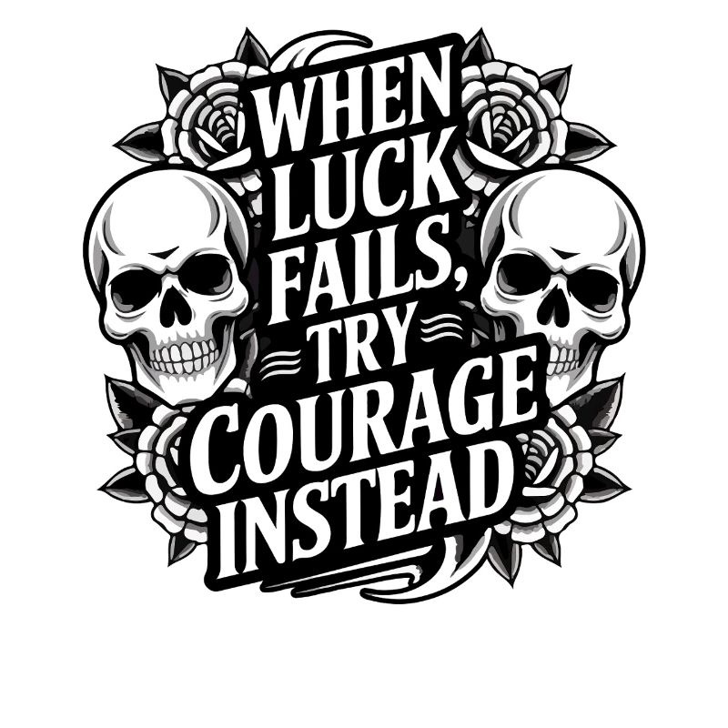Courage Over Luck Skull Roses