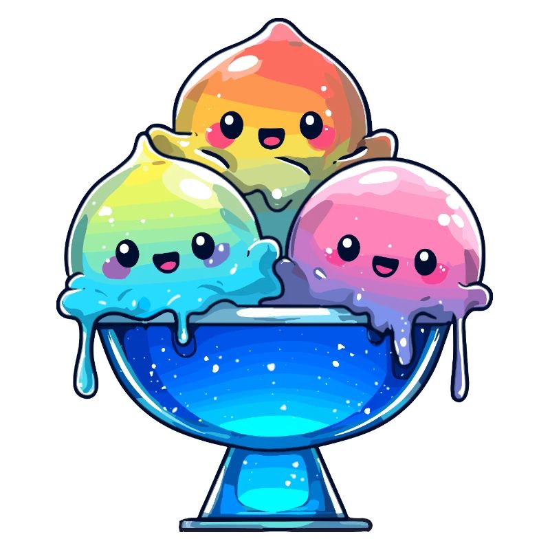 Regenbogen Eis-Trio in Schale