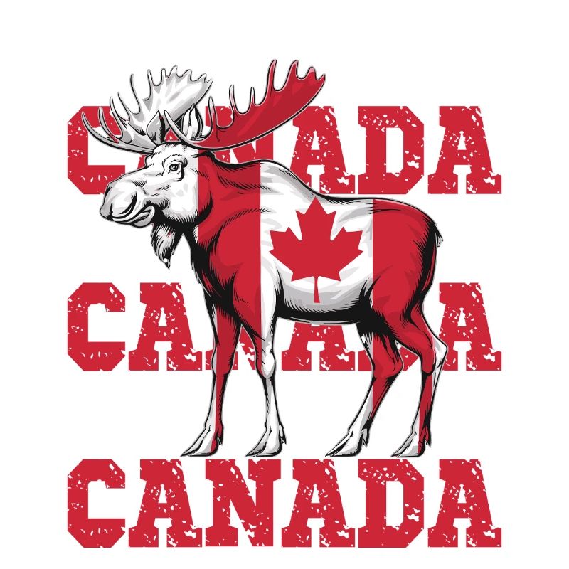 Canadian Moose with Maple Leaf Flag