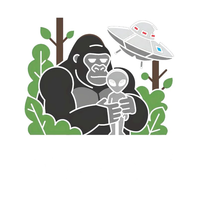 Gorilla und Alien im Dschungel-UFO