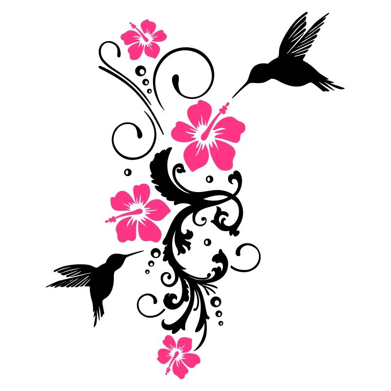 Colibri avec des fleurs d'hibiscus