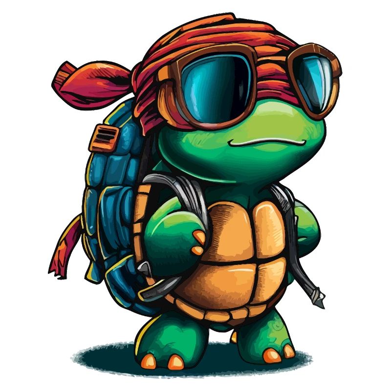 Adventure Turtle with Sunglasses and Backpack