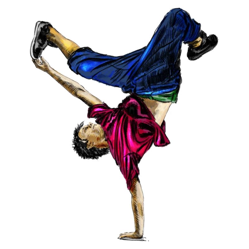 Acrobatic dancer in dynamic style